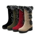thumbnail image 5 of Women's Mid-Calf Boots Autumn and Winter Fashion Suede Warm Furry Boots with Belt Buckle and Thick Soles, 5 of 8