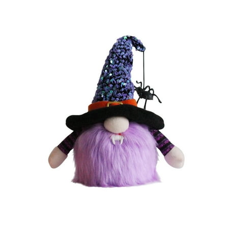 

TONKBEEY Sequin Hat with Spider Pendant Halloween Gnome Doll Ornaments Battery Powered Lighting Dwarf Cute Cartoon Elf Home Decor