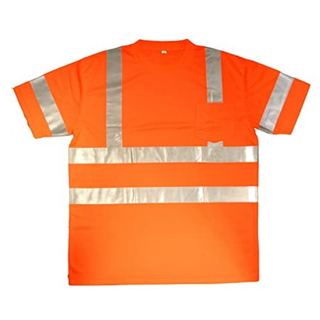 

10-Pack of Cordova V4305XL Cor-Brite Type R Class III Orange Birdseye Mesh T-Shirt Short Sleeves Chest Pocket 2-Inch Silver Reflective Tape 5X-Large