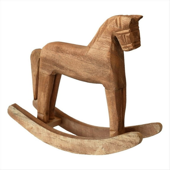 Vintage Carved Wood Rocking Horse Animals Decorated with Craft Figurines for Home Decoration