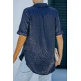 thumbnail image 1 of ABPHQTO Blusa De Mujer Satén Manga Corta Jacquard Leopardo Azul, 1 of 5
