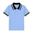 thumbnail image 3 of Boys School Uniform Golf Shirts Short Sleeve Button Lapel Cotton Shirt Summer Lightweight Loose Fashion Blouse Tops 2-15 Years, 3 of 4