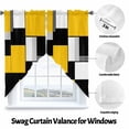 thumbnail image 3 of Yellow Black Swag Curtain Valance for Windows, Geometric Contemporary Abstract Color Block Window Treatments Short Swag Topper for Kitchen Windows Bathroom Bedroom, 36"x45", 3 of 8