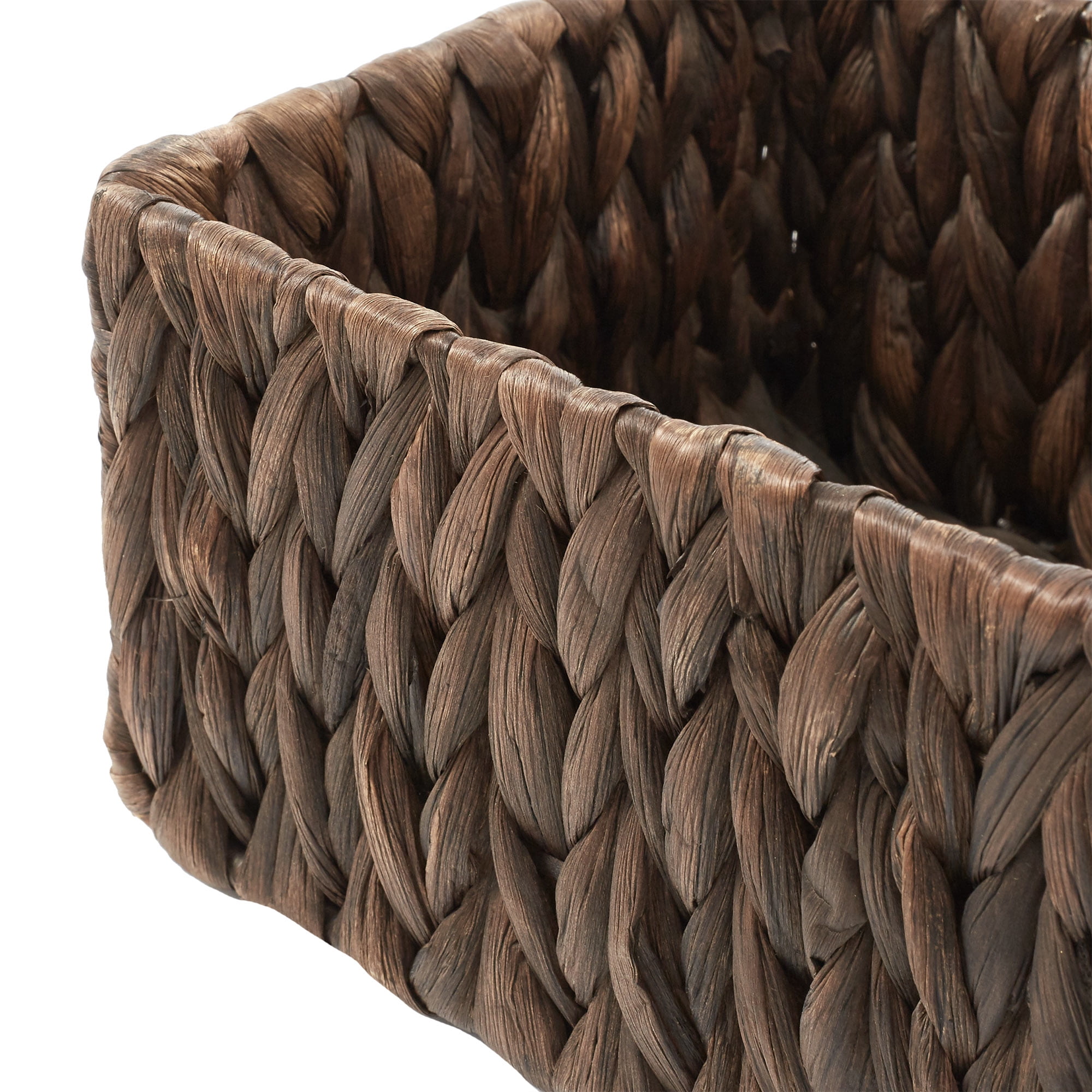Casafield Bathroom Storage Baskets - Set of 2, Espresso - Water Hyacinth, 16" W  x 6.75" D x 4.25" H, Woven Toilet Paper, Tissue, Shelving Bins