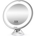 thumbnail image 1 of 10x Magnifying Mirror with LED Lights, 360° Adjustable, Portable Cosmetic Mirror for Bathroom Travel, 1 of 5