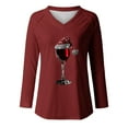thumbnail image 4 of Luxalzxs Womens Fashion Christmas Wine Glass Printed Loose Long Sleeve V-Neck Casual Pullover Tops Blouses, 4 of 4