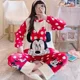 thumbnail image 4 of Disney Mickey Mouse invierno nuevo pijama de franela para mujer pijamas de seda conjunto de ropa de descanso térmica y de terciopelo de dibujos animados para mujer HelloKitty, 4 of 5