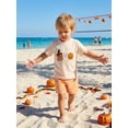thumbnail image 5 of Loicainy Baby Toddler Boys Halloween Outfit 12 18 24 Months 2T 3T 4T 5T Short Sleeve Pumpkin Ghost Embroidery Tops with Plaid Shorts 2Pcs Kids Clothes Set, 5 of 9
