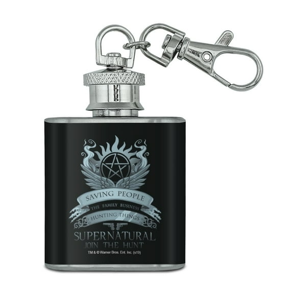 Supernatural Saving People Hunting Things Stainless Steel 1oz Mini Flask Key Chain
