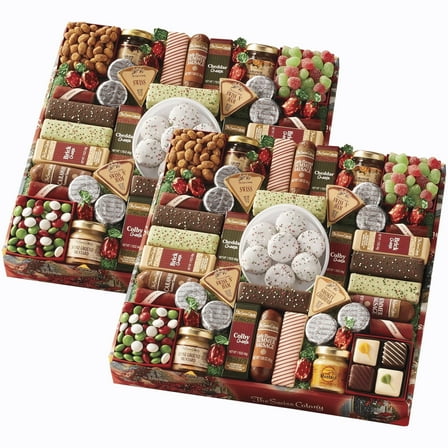 The Swiss Colony 43 Season Pleasers - Assorted Summer Sausage Meats, Cheese Bricks & Wedges and more - 2 Holiday Gift Boxes