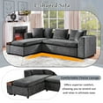 thumbnail image 5 of 93.7" L-shaped Upholstered Sofa, Comfy Chenille Couch with 5 Pillows, Oversized Sectional Sofa with Wooden Storage Compartment for Living Room, Gray, 5 of 9