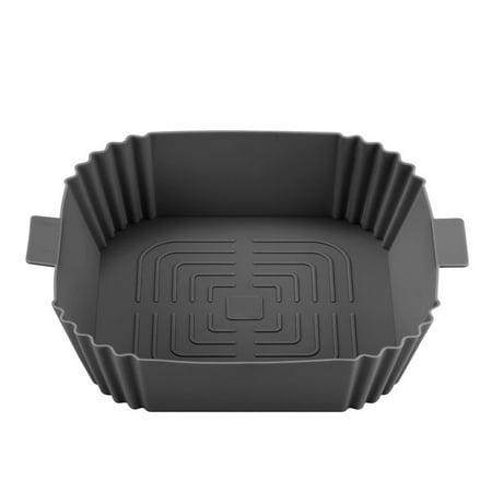 

Air Fryer Baking Basket Soft Tray Accessories Cooking Reusable Silicone Pot Black