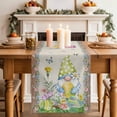 thumbnail image 2 of Table Runner 108 Inches Long for Kitchen Dining, Easter Dresser Scarf Farmhouse, Dining Table Decorations for Wedding/Parties, Rustic Gnomes Duck Floral Colorful Eggs Wooden Grain 13 x 108 In, 2 of 8