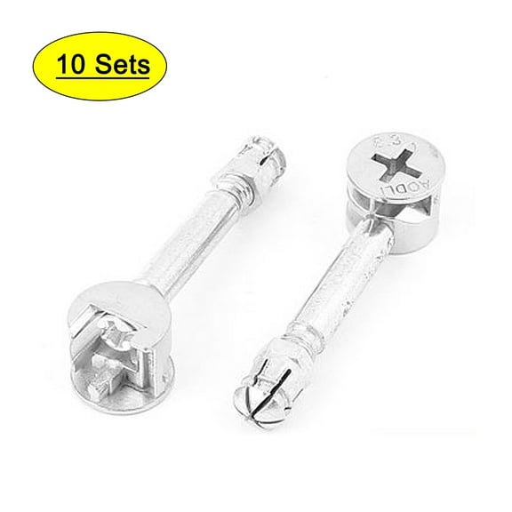 Unique Bargains 3-in-1 Furniture Connecting Kit M6x40mm Dowel Nuts Bolts Screws 10 Sets