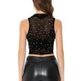 thumbnail image 3 of INSPIRE CHIC Star Mesh Crop Top for Women’s Mock Neck Sleeveless See Through Party Tank Top XL Black, 3 of 6