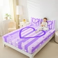 thumbnail image 4 of Homewish Dreamy Purple Cartoon Queen Sheet Sets for Kids, Romantic Love Heart Flat Sheet, Modern Fashion Polkadots Queen Fitted Sheet, Super Cozy Room Decor, 4-Piece, 4 of 7