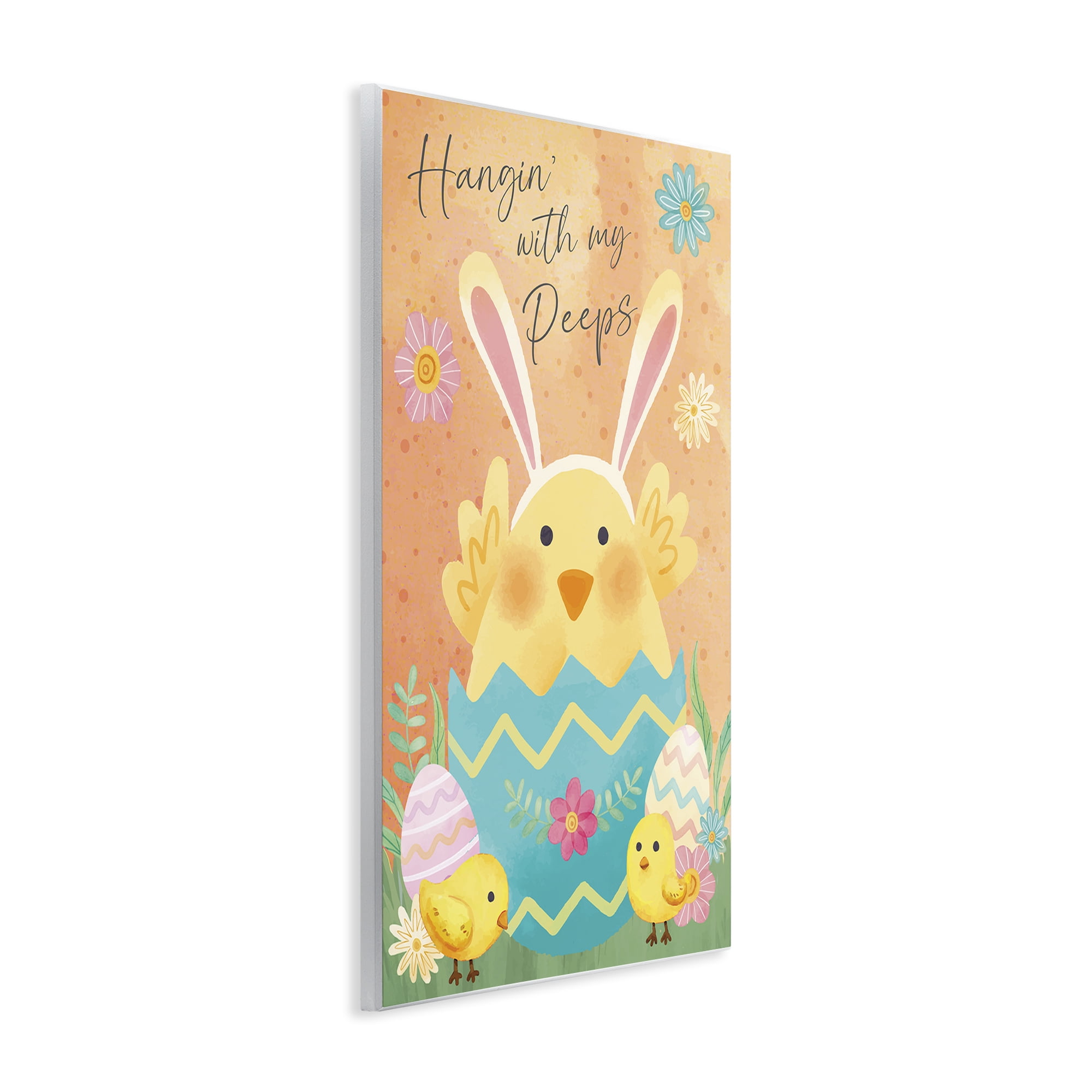 Hangin' With My Peeps Easter Egg Chicks Wall Plaque Art, 13 x 19, By Nicole DeCamp