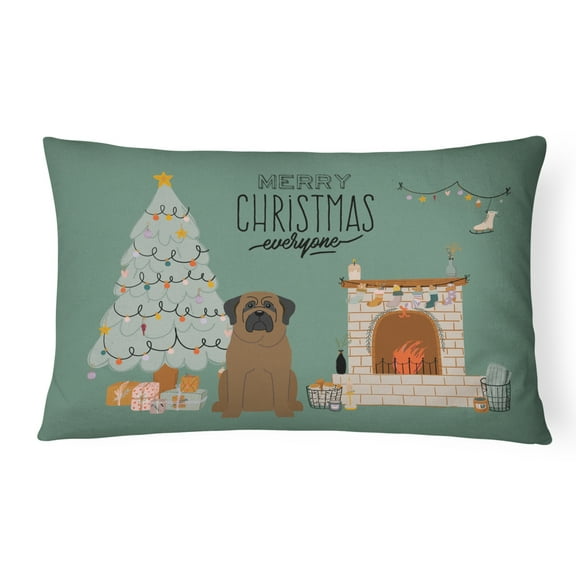 Bullmastiff Christmas Everyone Canvas Fabric Decorative Pillow
