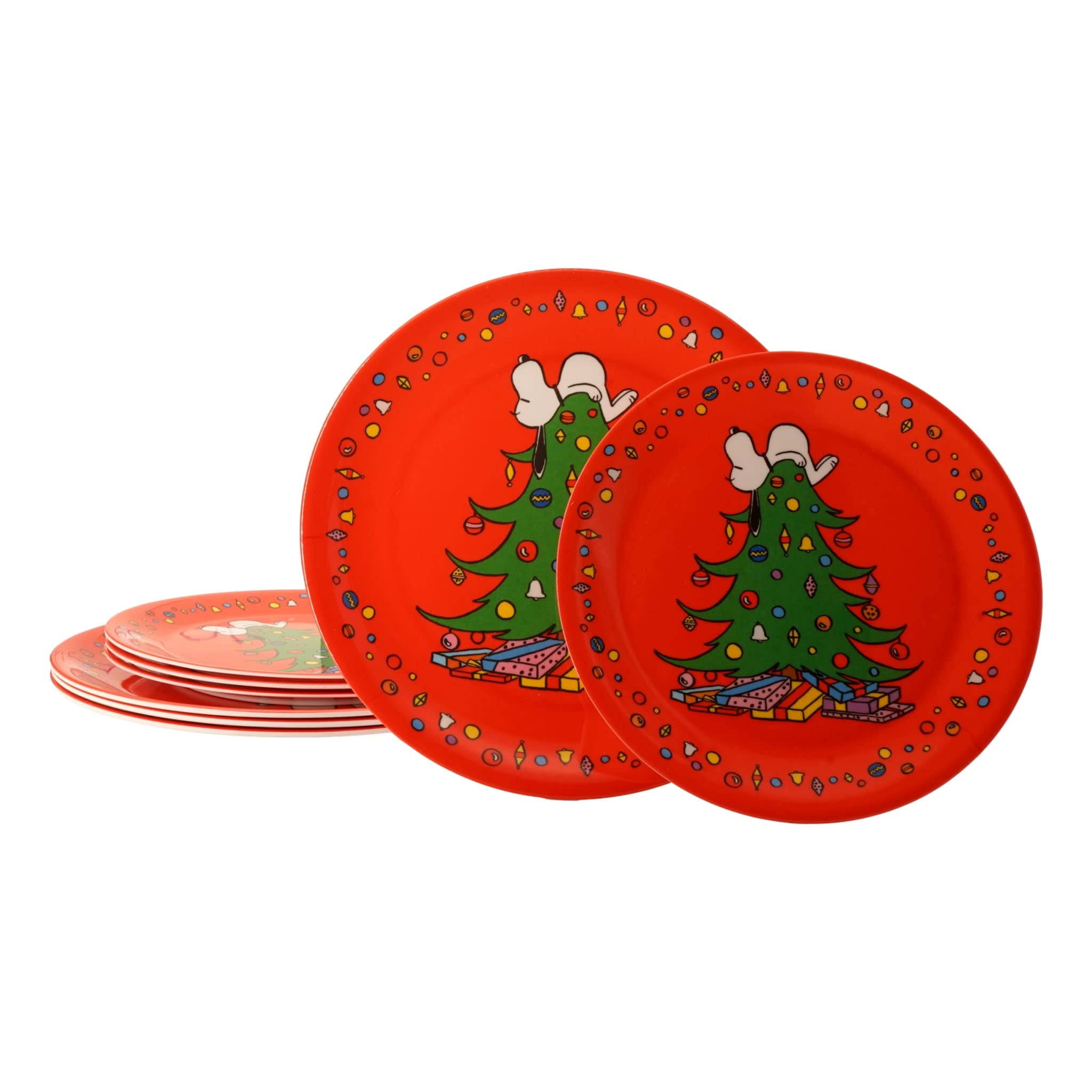 Peanuts Snoopy Christmas Melamine 8 Piece Plates Set (Service for 4