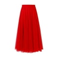 thumbnail image 3 of Beshee Maxi Skirt Women's Skirts Women's Pleated Skirt Mesh Skirt Fairy Skirt Mid Length Long Skirt Dance Skirt, Skirts for Women Red S, 3 of 3
