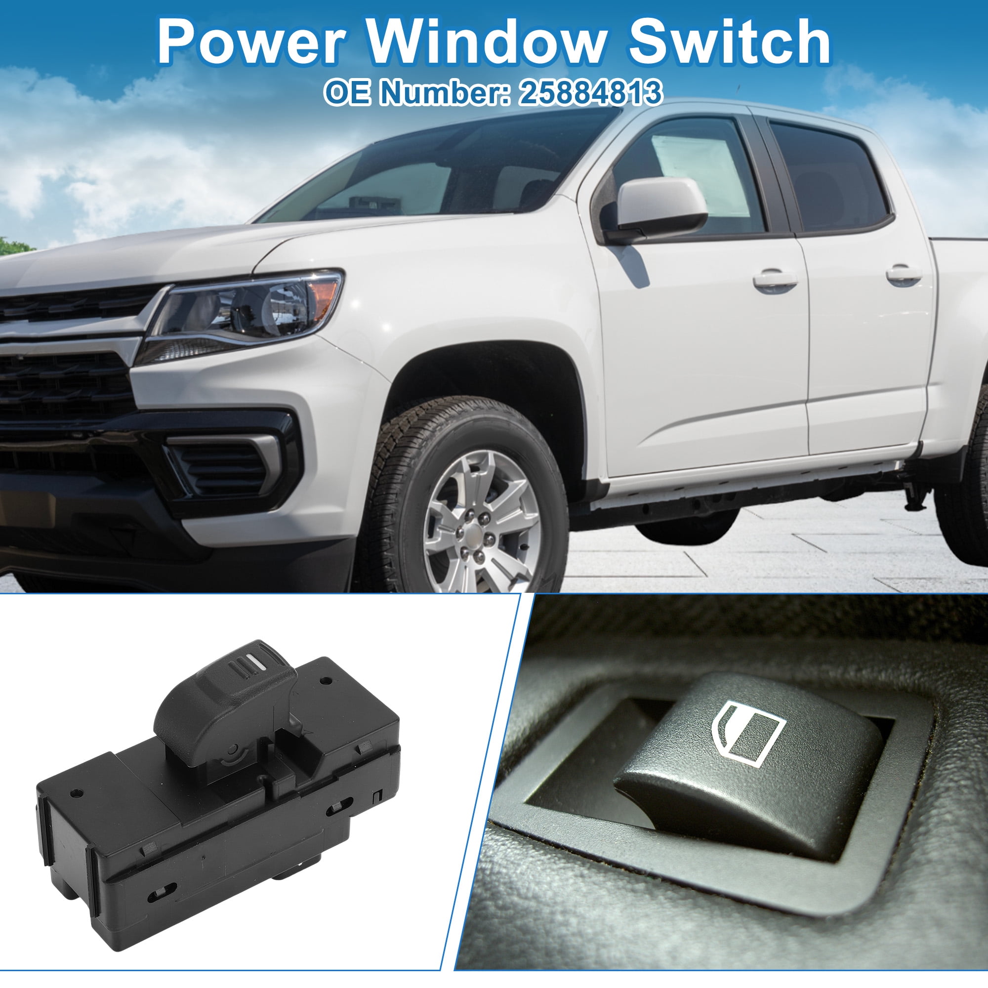 Unique Bargains Power Window Switch 25884813 for Chevy Colorado and for GMC Canyon Black