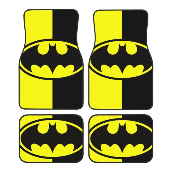 Batman Car Floor Mats Set of 4, Anti-Skid Universal Automotive Carpet Front Rear Floor Foot Pads Interior Accessories Decorative for Vehicle Car Truck SUV Van