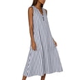thumbnail image 6 of Snorda Women's Striped Dress Summer Round Neck Sleeveless Striped Solid Color Casual Dress Flowy Sundress Ideal for Daily Wear Beach Vacation & Party, 6 of 7