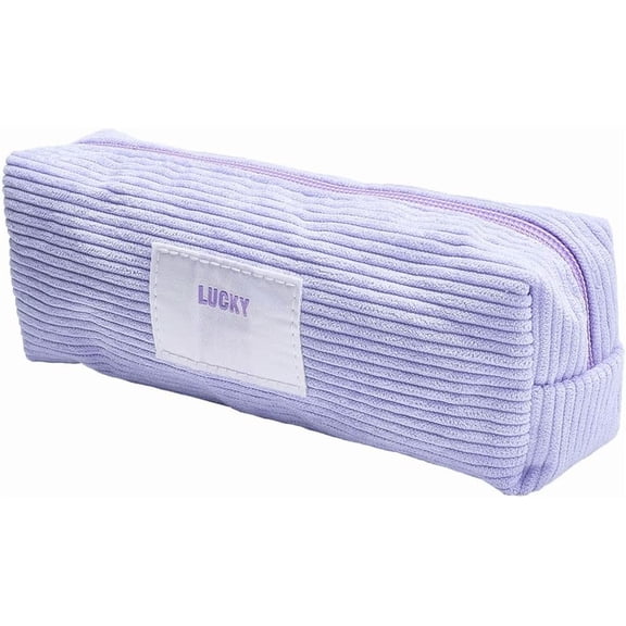 Pouch Small Case Bag Corduroy Makeup Toiletry Cosmetic Stationery Holder Organizer Zipper Portable Storage Bags Office Supplies for Travel Make Up Brushes Lilac Lilac