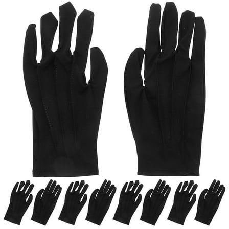 CIMAXIC 5 Pairs Coin Gloves For Display Cleaning Enhanced Hand Protection Black Polyester