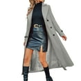 thumbnail image 2 of purcolt Womens Double Breasted Long Trench Coat Wool Blend Slim Fit Pea Coat Classic Business Casual Overcoat, 2 of 8