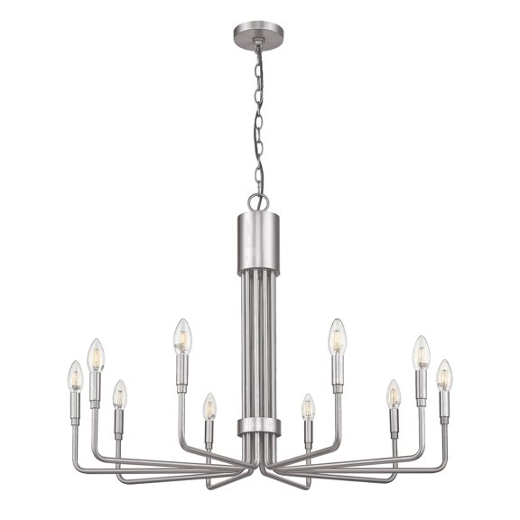 Vivio Lighting 10-Light Farmhouse Chandelier Brushed Nickel