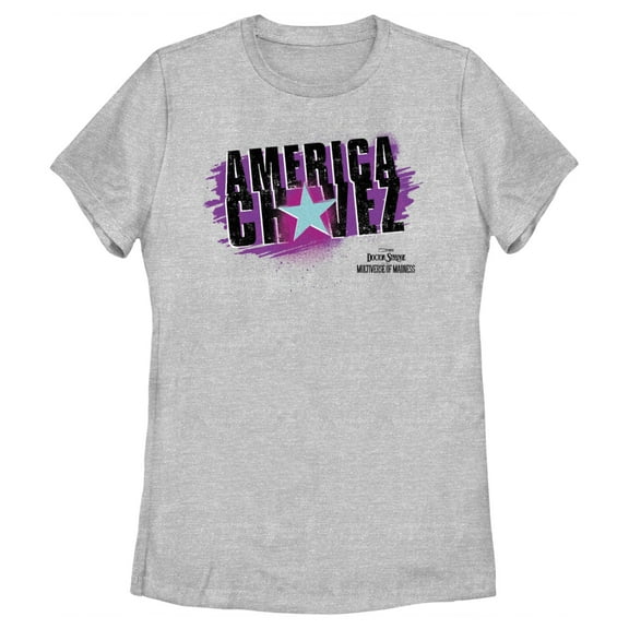 Women's Marvel Doctor Strange in the Multiverse of Madness Spray Painted America Graphic Tee Athletic Heather Medium