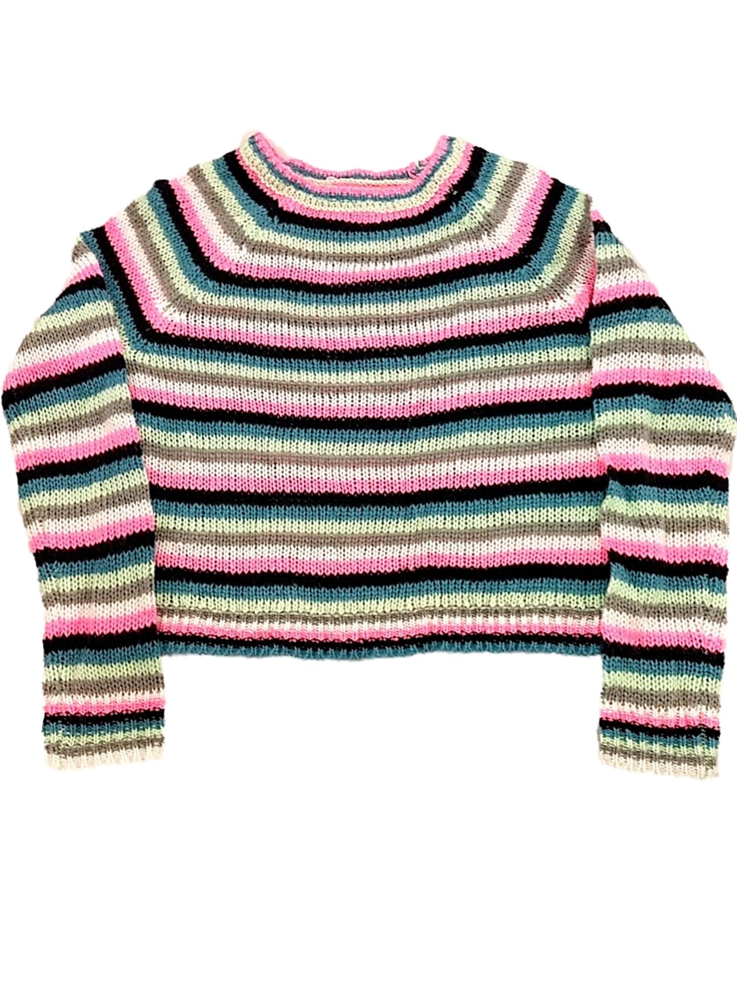Junior Women's Blue Striped Combo Knit 