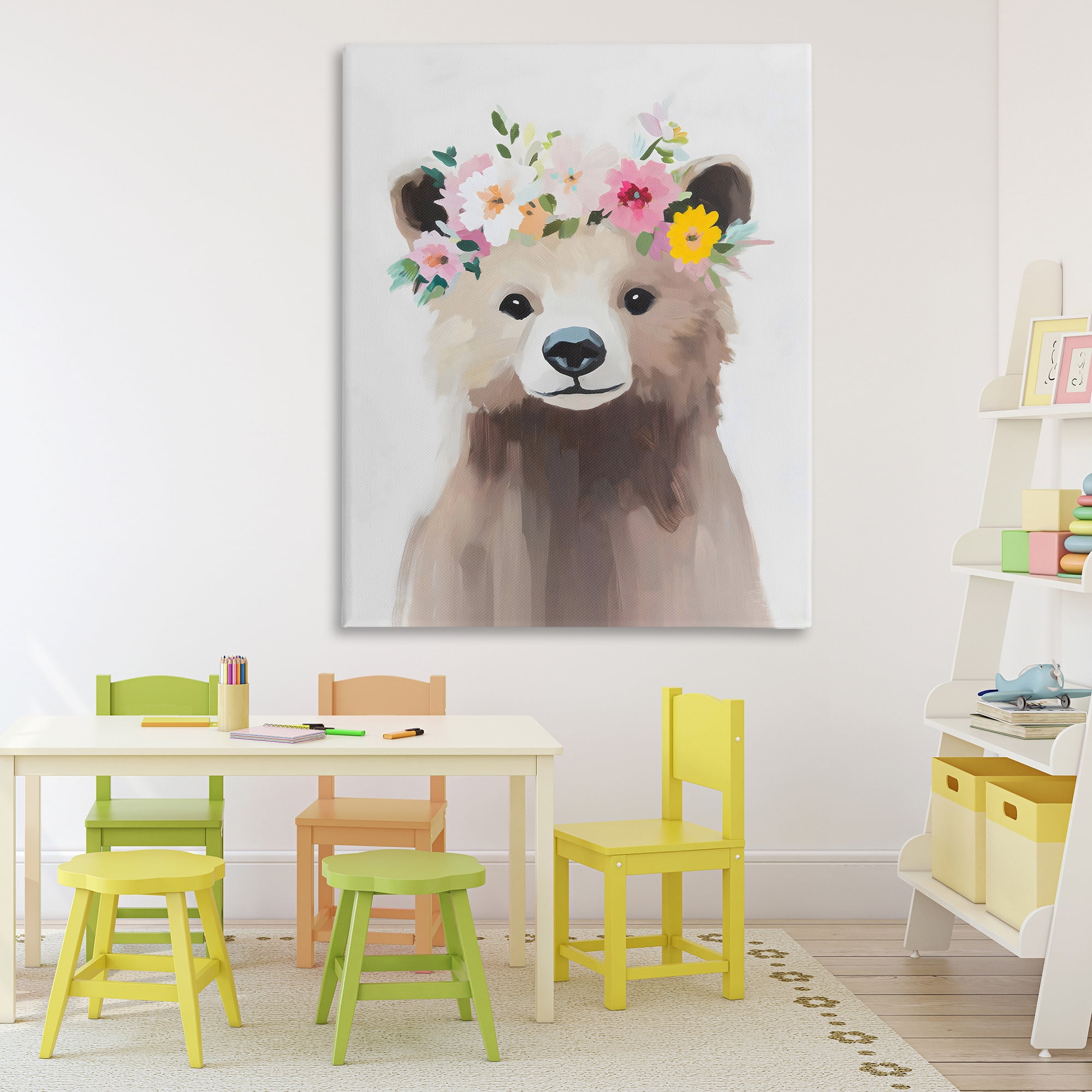 Stupell Industries Flower Crown Bear Canvas Wall Art, design by The Prints Vibe