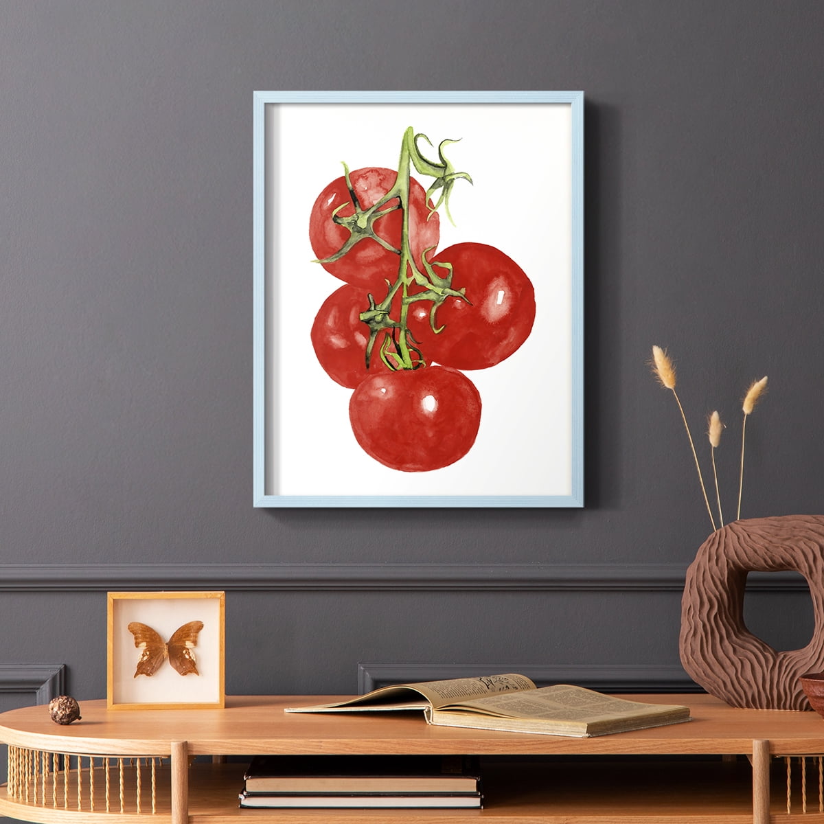 Watercolor Veggie IV Framed Print in Blue Solid Wood 11 x 14 Framed Print