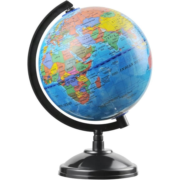 World Globe for Kids Fun Learning - 5.6 inch Globes of The World with Stand for Students Learning Geography, 360 Degree World Globe Map Decorative Kids Room Classroom, Desk, Office or Home