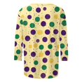 thumbnail image 3 of UPPADA 3/4 Femmes T-Shirts à Manches Mardi Gras Yall T-Shirts à Imprimé Floral Col Rond Blouse à devant Plissé Hauts d'Été Décontractés Chandail à Enfiler Haut Mode Fête Défilé Hauts T-Shirts à Manches 3/4 pour Femmes Économie, 3 of 5