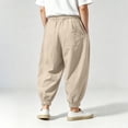 thumbnail image 3 of WOYY Boys Baggy Pants Loose Fit Trousers Kids Elastic Waist Joggers, Sizes 2-14, Khaki, 3 of 5