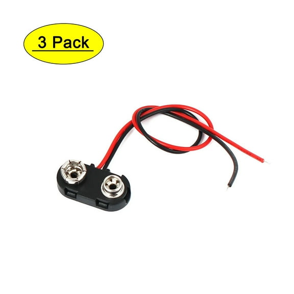 3Pcs 9V Battery Clip Connector T Type Holder Buckle Double Wire 15cm Long