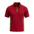 thumbnail image 4 of Dolkfu Summer Shirt Mens Button Regular Fit Corduroy Golf Shirts Color Block Mens Mock Neck Short Sleeve Polos XXL, 4 of 4
