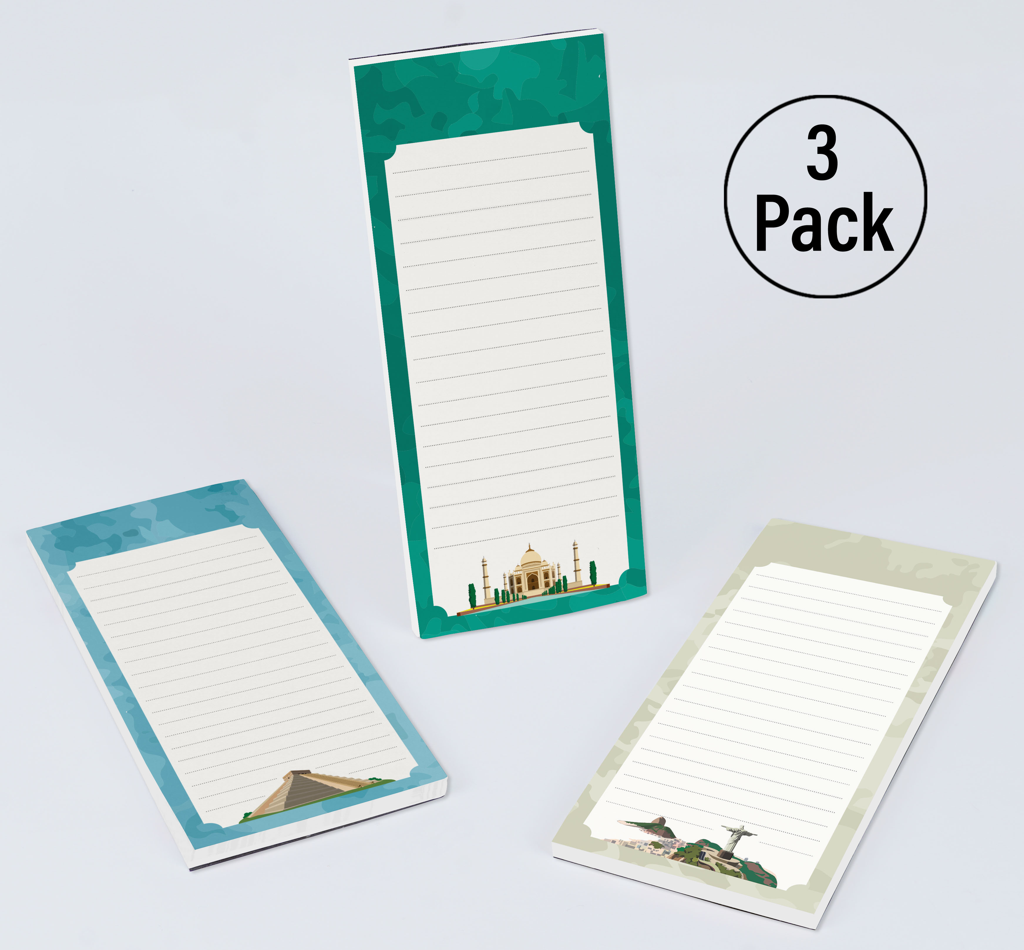 Inkdotpot Pack of 3 Magnetic Fridge To-Do List Notepads- Magnetic Memo Pads For Refrigerator-(50 Sheets Each)-TD