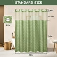 thumbnail image 7 of Zrodlmo Tufted Striped No Hook Shower Curtain, Water-Repellent Washable Boho Fabric Bathroom Curtain, 71" x 74", Green, 7 of 7