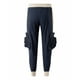 thumbnail image 3 of Pantalones largos para hombre, elásticos, de color liso, con cremallera, múltiples bolsillos, cintura elástica, cordón ajustable, de poliéster., 3 of 8