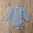 thumbnail image 2 of WIBACKER Newborn Unisex Baby Romper Infant Solid Ribbed Long Sleeve Bodysuit 1Pcs, 2 of 7