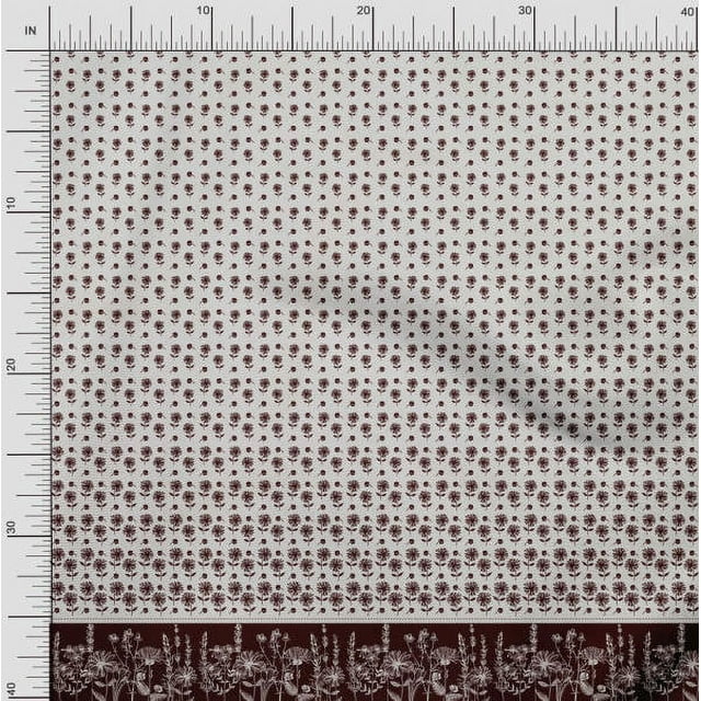 Soimoi Modal Satin Fabric Bud & Floral Panel Print Fabric by The Yard 42 Inch Wide