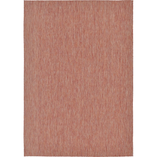 Unique Loom Solid Collection Casual Transitional Indoor and Outdoor Flatweave Area Rug, 8' x 11' 4", Rust Red/Terracotta