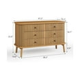thumbnail image 4 of Home 6 Drawer Dresser, Horizontal Chests of Double Drawers for Bedroom, Mid Century Dresser with Black Handles and Wooden Legs, Storage Drawer Organizer for Closet, Hallway, Entryway, 4 of 6