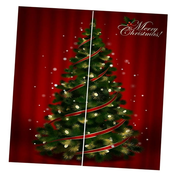 Cortinas navideñas para ventanas,Cortinas 3D para dormitorio,Cortinas con impresión digital,2 paneles