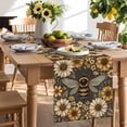 thumbnail image 4 of Retro Bee Table Runner 13x36 Inch Country Yellow Honeycomb White Daisy Farmhouse Cotton Linen Dining Table Runner Ideal for Dresser Kitchen Coffee Tables - Machine Washable, 4 of 9