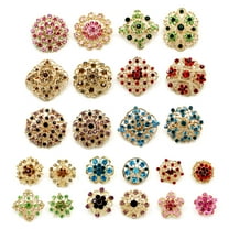 24pcs Floral Rhinestone Brooch Pins Set, Sparkling Flower Lapel Pins for Clothes & Bags
